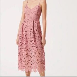 ASTR the Label Pink Mauve Lace Midi Dress Romantic Wedding Guest A-Line